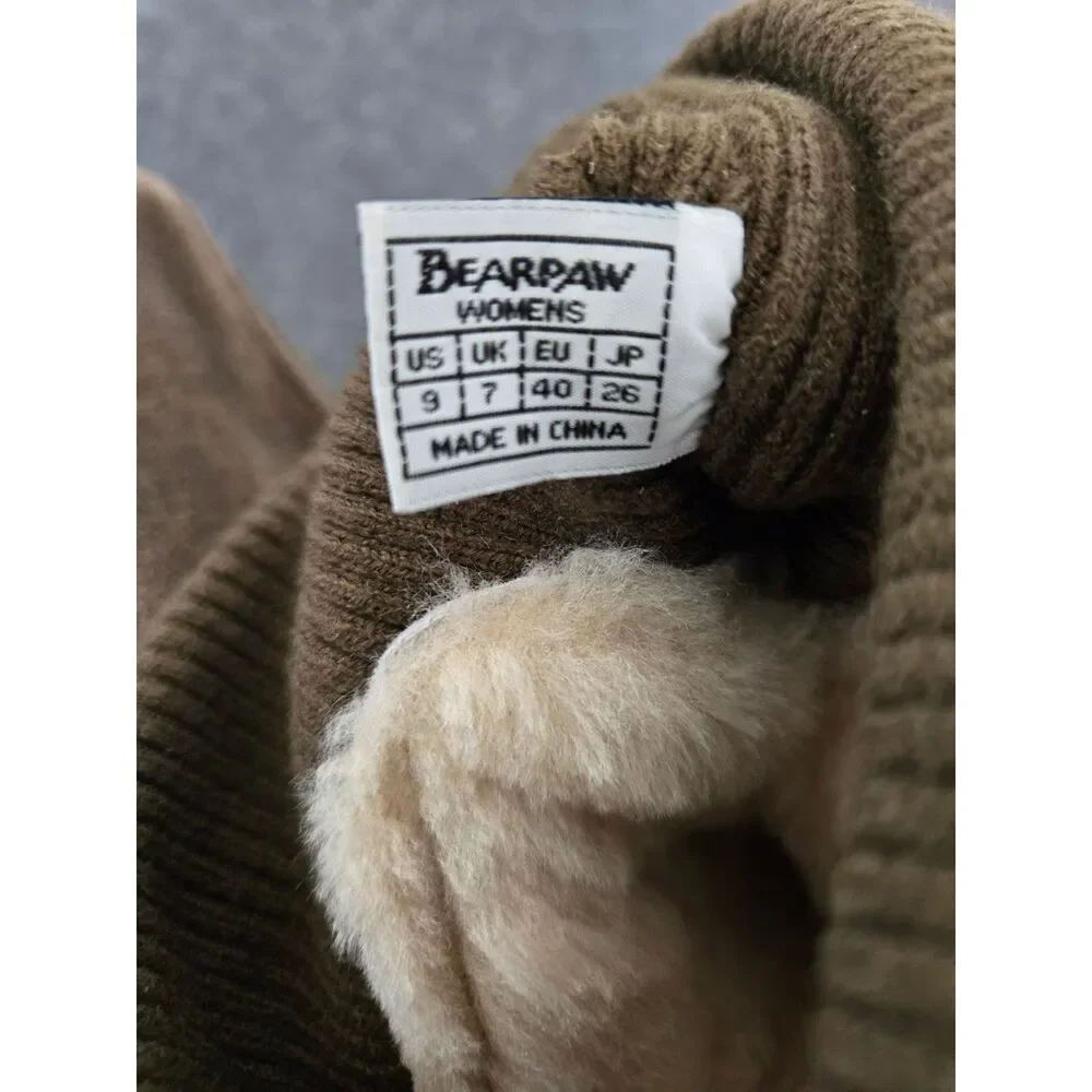 Bear Paws Suede Boots Women 9 Brown Slip-On Warm Cozy